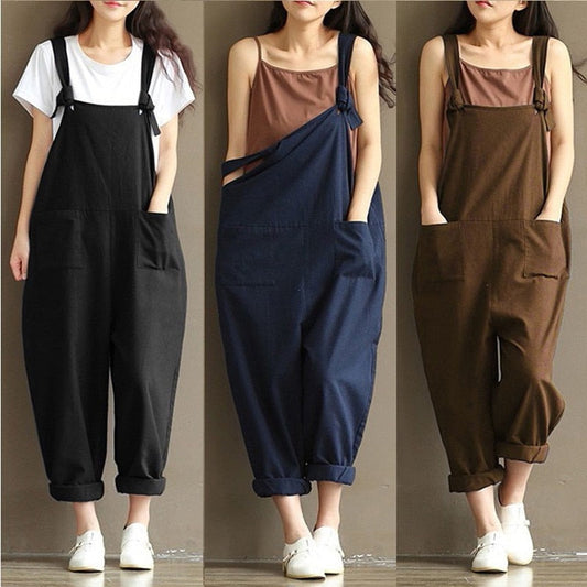 Sixsr Ladies Casual Women Jumpsuits Loose Solid Harem Trousers Casual Ladies Overallpants Playsuits Wide Leg Pants Plus Size 5XL