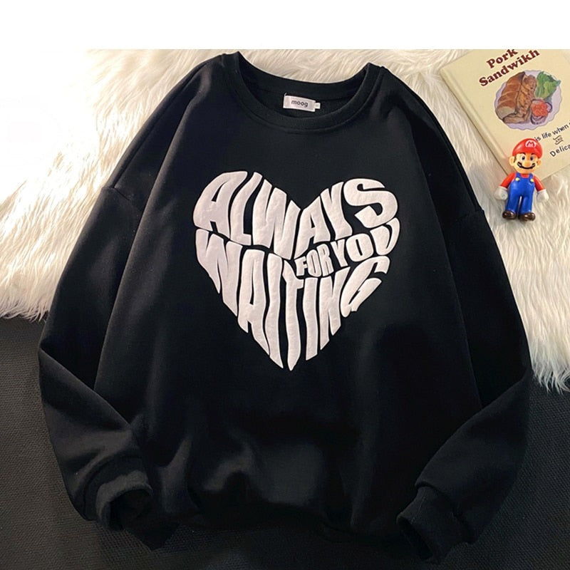 Sixsr Women Letter Designer Love Y2k Hoodies Female Harajuku Korean Fashion Sweatshirts Girl Vintage Streetwear Hoodie