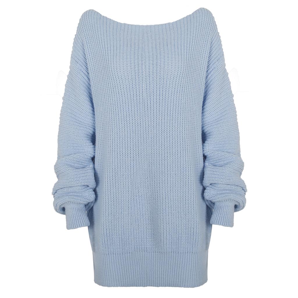 Sixsr The hottest ladies casual off-shoulder lantern sleeve knitted sweater dress