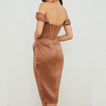 Sixsr High Quality Satin Bodycon Dress Women Party Dress New Arrivals Midi House of Cb Bodycon Dress Celebrity Evening Club Dress