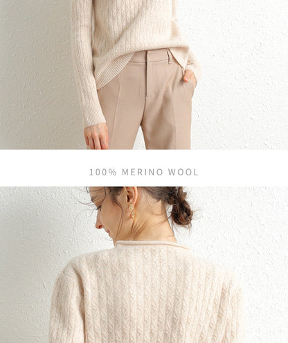 100% Merino Wool Cashmere Sweater Women Winter Warm O-Neck Long Sleeve Ladies Pullover knitted Autumn Jumper Vintage Sweater