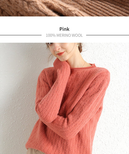 100% Merino Wool Cashmere Sweater Women Winter Warm O-Neck Long Sleeve Ladies Pullover knitted Autumn Jumper Vintage Sweater