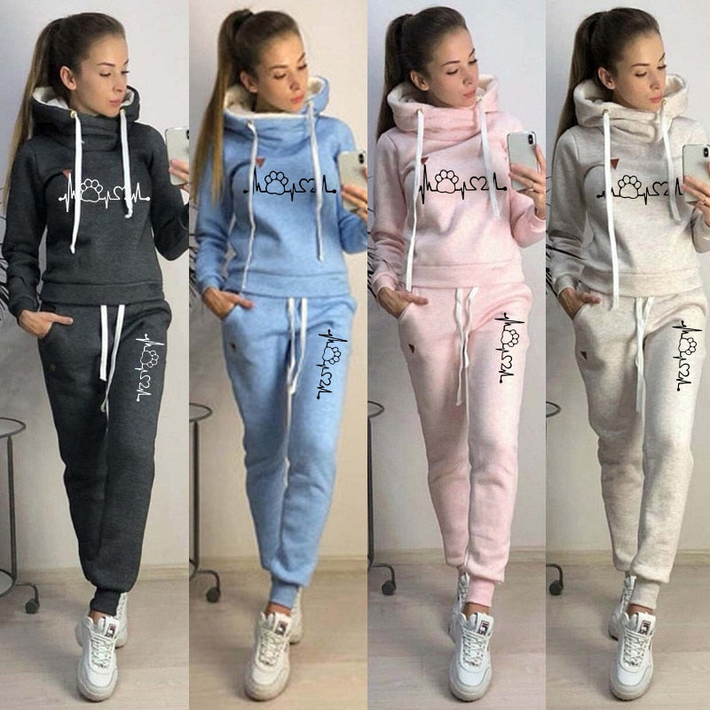 Two Piece Sets Casual Tracksuit Women Hooded Pullover Hoodies and Pants Suit Outfits Female Sweatshirts Autumn Spring Tracksuits