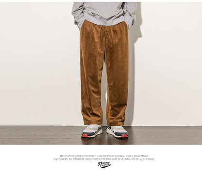 Corduroy Pants Men Spring Autumn pants casual loose staight trousers mens Elastic waist sport pant male trousers M-5XL