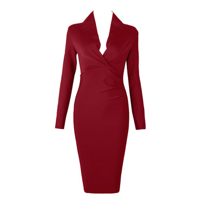 Sixsr New Summer Deep V Neck Women Bandage Dress Full Sleeves Celebrity Bodycon Dress Sexy Club Vestidos Evening Party Dresses