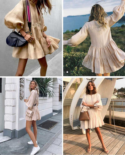 Sixsr pleating women dress long sleeve spring autumn dress fashion ladies dress pockets mini sexy dress women