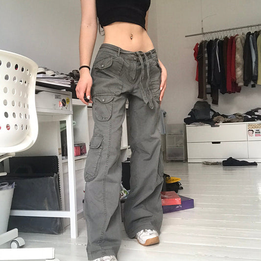 Sixsr Hot Sell Quality Grunge Streetwear Cargo Pants Woman Low Waist Baggy Mom Jeans Vintage 90s Hippie Wide Leg Denim Trousers Korean Outfits