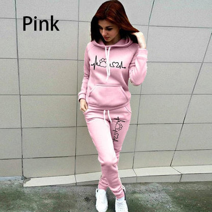 Two Piece Sets Casual Tracksuit Women Hooded Pullover Hoodies and Pants Suit Outfits Female Sweatshirts Autumn Spring Tracksuits