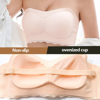 CB070 Plus Size 7XL Women Bras Non-Slip Strapless Tube Top Wireless Push Up Invisible Lingerie Bra Solid Seamless Tanks