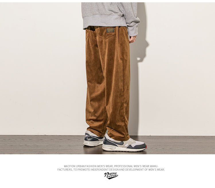 Corduroy Pants Men Spring Autumn pants casual loose staight trousers mens Elastic waist sport pant male trousers M-5XL