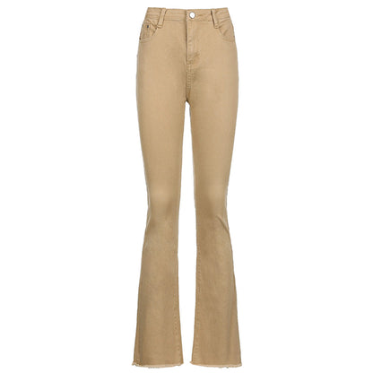 Sixsr Women's jeans woman high waist Flared Jeans Khaki Black Brown Pants Women's pants for women clothing trouser Jean women trousers