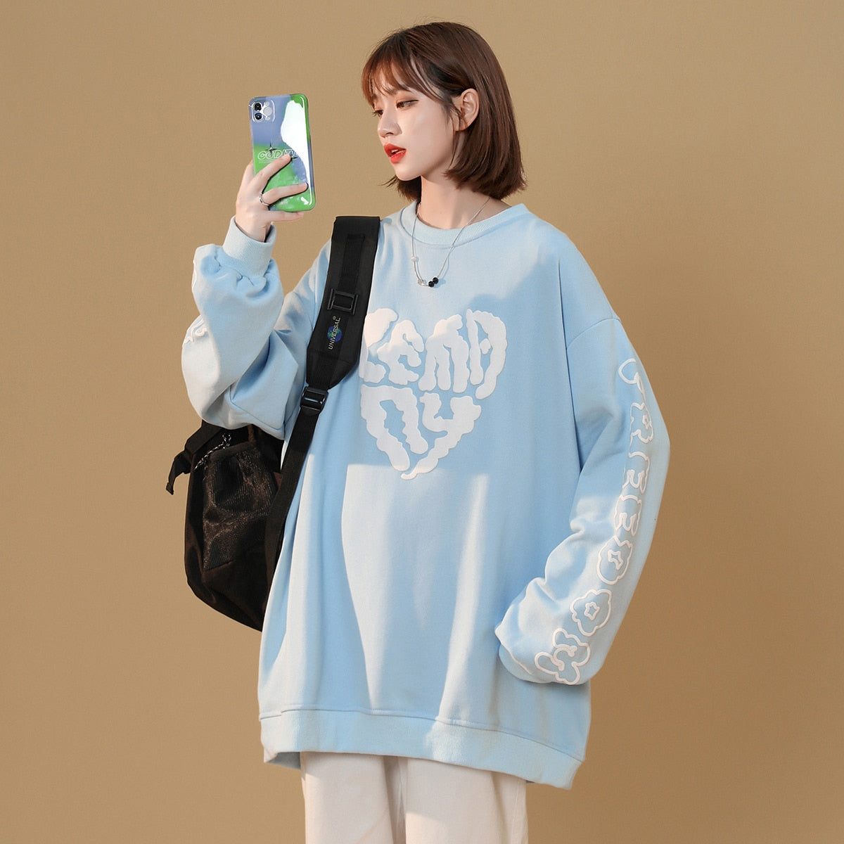 Sixsr Women Letter Designer Love Y2k Hoodies Female Harajuku Korean Fashion Sweatshirts Girl Vintage Streetwear Hoodie