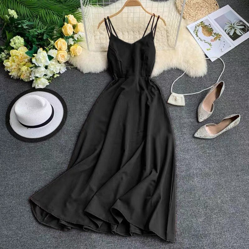 Marwin New-Coming Spring Summer Holiday Long Dress Cross Spaghetti Strap Open Back Beach Style Ankle-Length Women Dresses