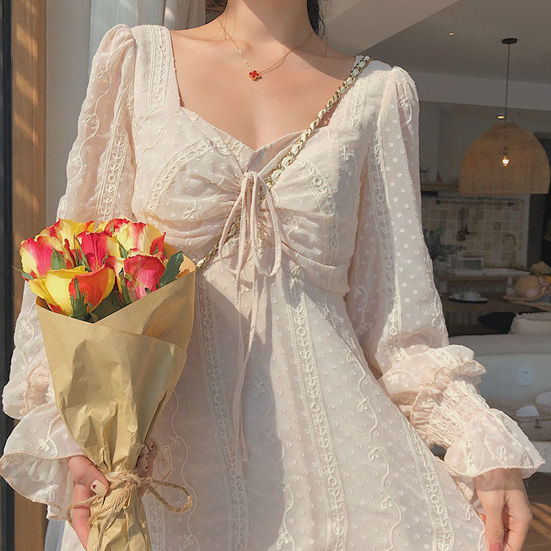 Sixsr Vintage Fairy Dress Women Elegant Designer Chiffon Dress Long Sleeve French Party Midi Dress Casual Women's Clothing Autumn