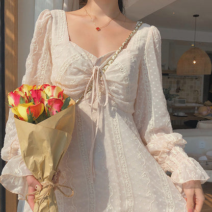 Sixsr Vintage Fairy Dress Women Elegant Designer Chiffon Dress Long Sleeve French Party Midi Dress Casual Women's Clothing Autumn
