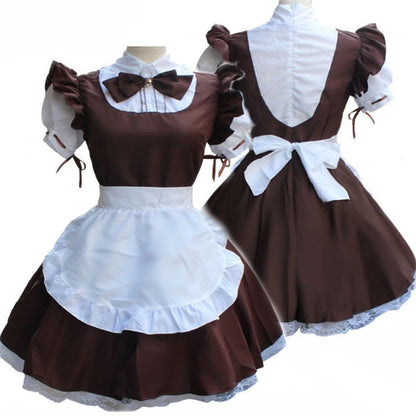 Sixsr Cute Maid Cosplay Costume Lolita Dress Short Sleeves Color Blocked Waitress Pinafore Outfit Halloween Outfit For Girls Plus Size
