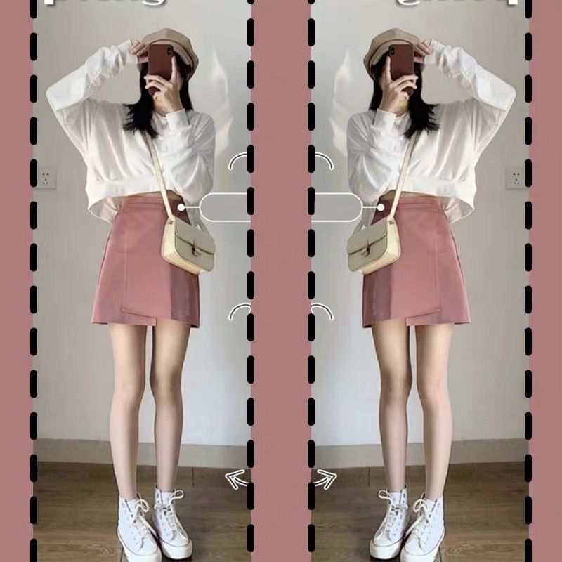 Sixsr Oversize Sets Women Lovley Fashion Chic Spring Fall Korean Girls 2 Piece Outfits Simple Basic Crop Top Popular Sexy Mini Skirts