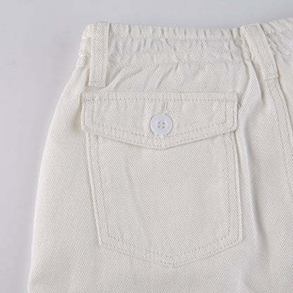 Sixsr  Women Spring Fashion Multi Pockets White Cargo Pants Women Adjustable Low Waist Baggy Wide Leg Jeans Oversized Casual Trousers Retro Bottoms Iamhotty