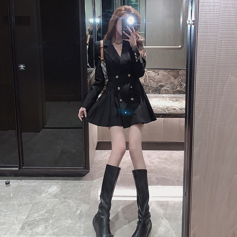 Blazer Dress Women Korean Long Sleeve Suit Dress Spring One-piece Ladies Casual Office Clothing Fashion Designer Mini Dress