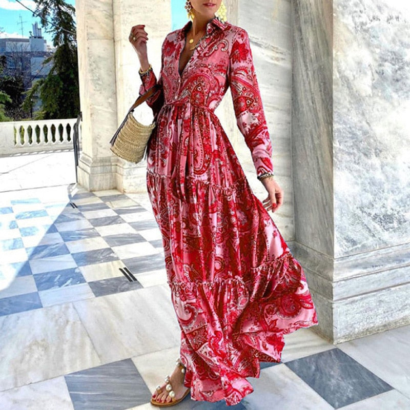 Fashion Printed Long Sleeve Dress