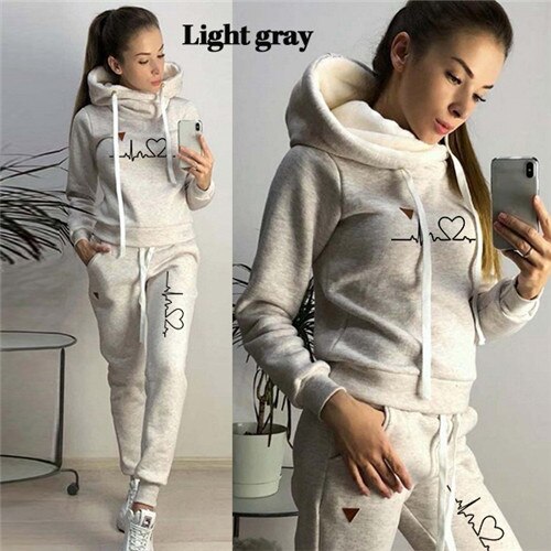 Two Piece Sets Casual Tracksuit Women Hooded Pullover Hoodies and Pants Suit Outfits Female Sweatshirts Autumn Spring Tracksuits