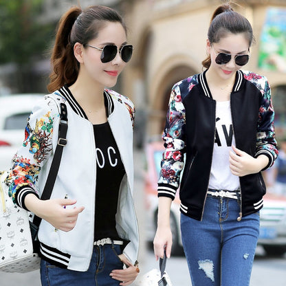 Sixsr New Fashion Summer Women's Bomber Print Jacket Long Sleeve Basic Jacket Coats Women Casual Thin Slim Female Jackets Clothes