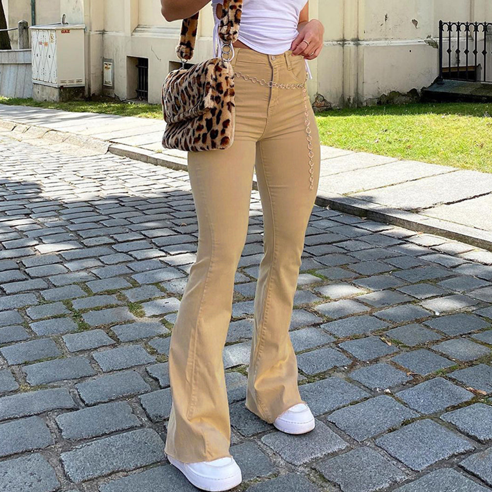 Sixsr Women's jeans woman high waist Flared Jeans Khaki Black Brown Pants Women's pants for women clothing trouser Jean women trousers