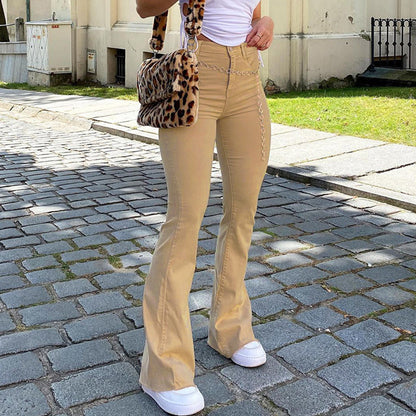 Sixsr Women's jeans woman high waist Flared Jeans Khaki Black Brown Pants Women's pants for women clothing trouser Jean women trousers