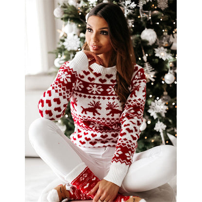 Sixsr Fashion Autumn Winter Long Sleeve Loose Christmas Dresses Ladies Christmas Print A-line Mini Dress tops New Women