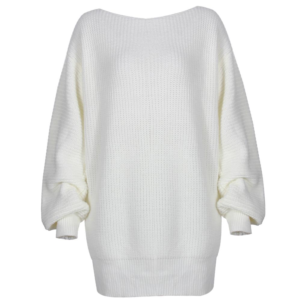 Sixsr The hottest ladies casual off-shoulder lantern sleeve knitted sweater dress