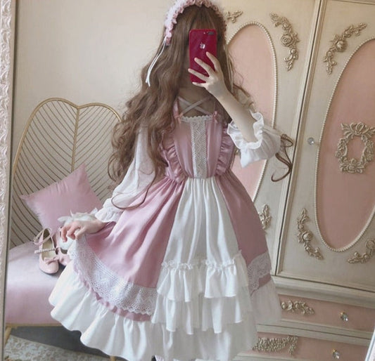 Sixsr Quality Kawaii Lolita Style Dress Women Lace Maid Costume Dress Costume Sweet Gothic Party Robe Renaissance sSpring