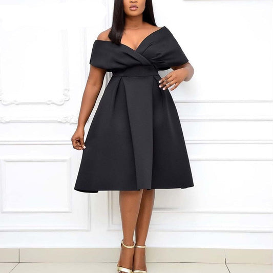 Sixsr Women Solid Elegant Evening Party Dress Formal Classy Party Gowns Dress