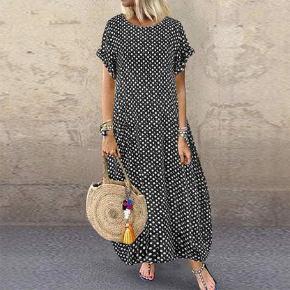 Sixsr Women Crew Neck Short Sleeve Long Dresses