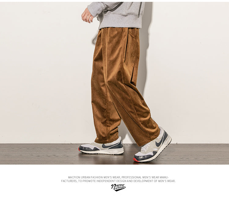 Corduroy Pants Men Spring Autumn pants casual loose staight trousers mens Elastic waist sport pant male trousers M-5XL