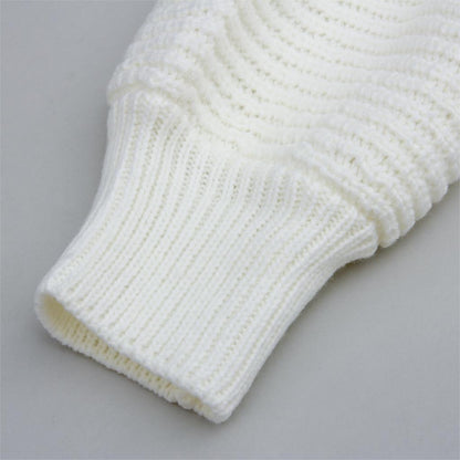 Sixsr The hottest ladies casual off-shoulder lantern sleeve knitted sweater dress