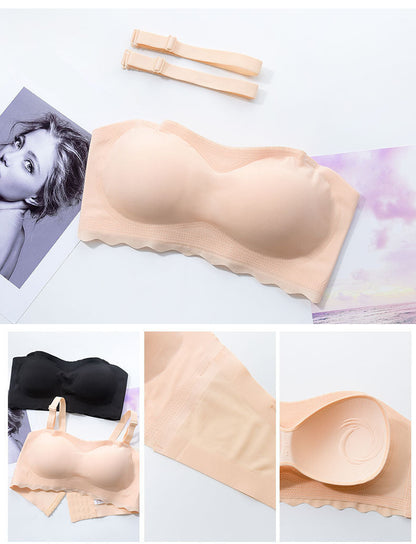 CB070 Plus Size 7XL Women Bras Non-Slip Strapless Tube Top Wireless Push Up Invisible Lingerie Bra Solid Seamless Tanks