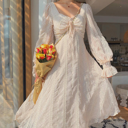 Sixsr Vintage Fairy Dress Women Elegant Designer Chiffon Dress Long Sleeve French Party Midi Dress Casual Women's Clothing Autumn