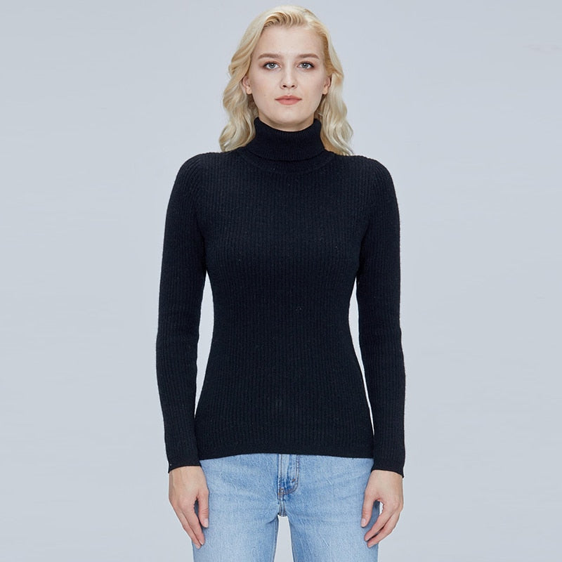 100% Merino Wool Turtleneck Women Sweater Autumn Winter Warm Soft Jumper Women  Knitted Pullover Femme Cashmere Sweater Knit