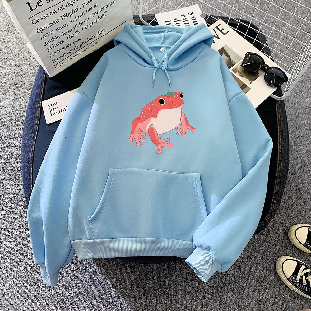 Sixsr winter night out outfit Frog Sweatshirt Oversized Clothes Harajuku Long Sleeve Hooded Kawaii Hoodie for Girls Women Hoodies Pocket Pink Sweatshirts