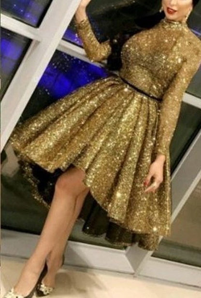 Evening Celebrity Prom Ball Gown Dresses  Woman Party Night Short Elegant Plus Size Arabic Dubai Gold Formal Dress