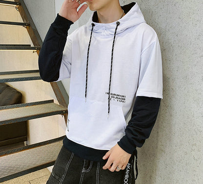 Streetwear Mens Hoodies Sweatshirts Ribbons Casual Hooded Sweatshirt Men 2024 Spring Pullover Hoodies