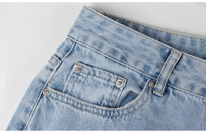 Womens Loose Fit Jeans Ripped Wide Leg For Women High Waist Blue Wash Casual Cotton Denim Trousers Summer Baggy Jean Pants