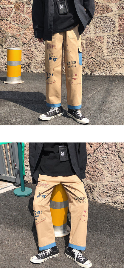 Straight Denim Jeans Men Graphic Printed Jeans 2024 Streetwear  Jeans Man Wildleg Pants Hip Hop Korean Harajuku Fashion Pants
