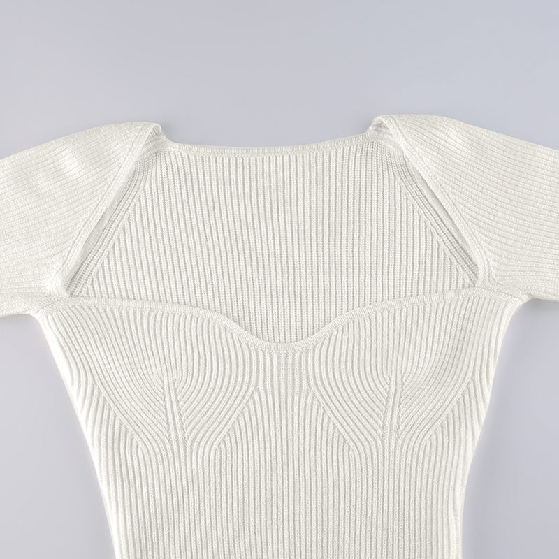 Sixsr Bodycon Knitted Women Sweater Dress Long Sleeve Sexy Off Shoulder Split Elegant Party Dresses Fashion Autumn Winter