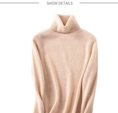 100% Merino Wool Turtleneck Women Sweater Autumn Winter Warm Soft Jumper Women  Knitted Pullover Femme Cashmere Sweater Knit