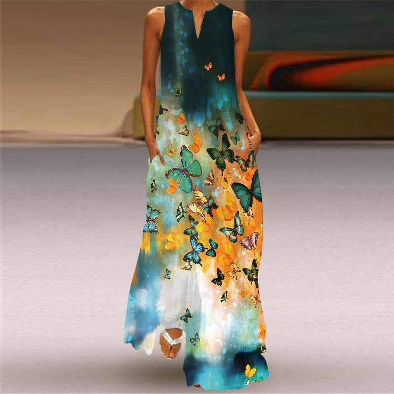 Sixsr Summer Long Dress Elegant Robe Dress Party Sleeveless Dresses Women Casual Sundress Vintage Maxi Dresses For Women
