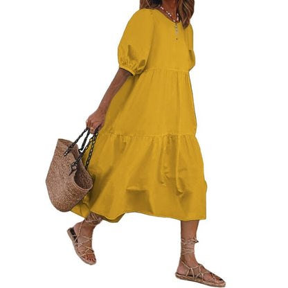 Sixsr Summer Dress Elegant Party Mid-Calf Dress Women'Summer Sundress Bohemian Beach Sundress Casual Vestido Plus Size
