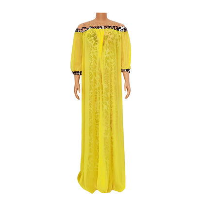 Sixsr Leopard Loose Bodycon Fashion outdoor WomenMaxi  Dress Leisure Patchwork Strapless Sexy Ethnic Style African vestidos