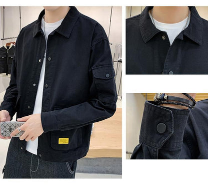 Men's Bomber Jacket Casual Clothes Korean Fashion Safari Style Jacket Multi-pocket 2024 New Men's Autumn Clothes Oversized Coat