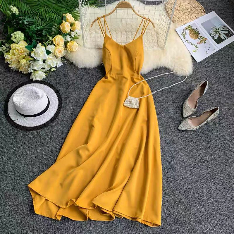 Marwin New-Coming Spring Summer Holiday Long Dress Cross Spaghetti Strap Open Back Beach Style Ankle-Length Women Dresses